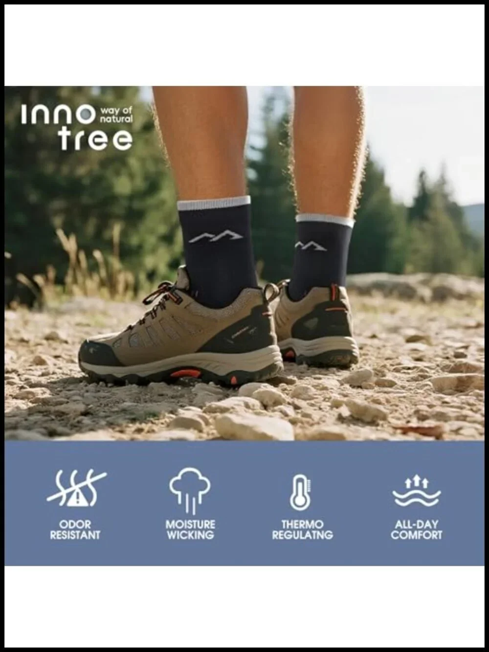 Men's Merino Wool Hiking Socks 3 Pack Moisture Wicking Cushioned Crew